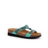 Scholl NEW BOGOTA WEDGE zöldeskék bioprint női papucs - kényelmi modell 36