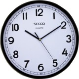 SECCO "Sweep second" 29,5 cm-es fekete keretes falióra