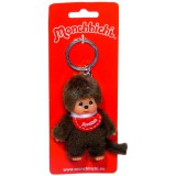 Sekiguchi Monchhichi - fiú kulcstartó figura piros előkével - 10 cm