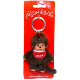 Sekiguchi Monchhichi - lány kulcstartó figura piros előkével - 10 cm