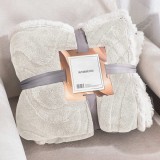 Sendia 150x200 cm Nyomott mintás ágytakaró, vastag polár pléd, fehér sherpa ágytakaró, csíkos Krém polár