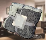 Sendia 150x200 cm Nyomott mintás ágytakaró, vastag polár pléd, fehér sherpa ágytakaró, fonott sötét Szürke polár