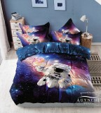 Sendia 3 részes ágyneműhuzat garnitúra, 3D ágyneműhuzat szett, kék Űrhajós