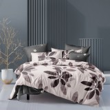 Sendia 3 részes ágyneműhuzat garnitúra, ágyneműhuzat szett, barna Virágos ágynemű