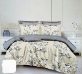 Sendia 3 részes ágyneműhuzat garnitúra, ágyneműhuzat szett, pamut ágynemű, barna Virágos ágynemű