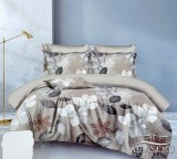 Sendia 3 részes ágyneműhuzat garnitúra, ágyneműhuzat szett, pamut ágynemű, barna Virágos ágynemű