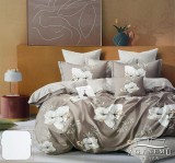 Sendia 3 részes ágyneműhuzat garnitúra, ágyneműhuzat szett, pamut ágynemű, barna Virágos ágynemű