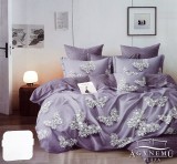 Sendia 3 részes ágyneműhuzat garnitúra, ágyneműhuzat szett, pamut ágynemű, lila Virágos ágynemű