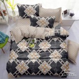 Sendia 3 részes ágyneműhuzat garnitúra, ágyneműhuzat szett, pamut ágynemű, Sötétszürke csíkos ágynemű