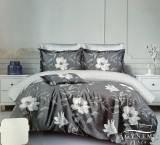 Sendia 3 részes ágyneműhuzat garnitúra, ágyneműhuzat szett, pamut ágynemű, Sötétszürke virágos ágynemű