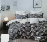 Sendia 3 részes ágyneműhuzat garnitúra, ágyneműhuzat szett, pamut ágynemű, szürke Absztrakt csíkos ágynemű