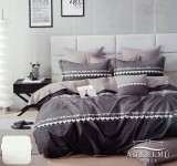 Sendia 3 részes ágyneműhuzat garnitúra, ágyneműhuzat szett, pamut ágynemű, szürke csíkos szíves ágynemű