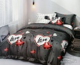 Sendia 3 részes ágyneműhuzat garnitúra, ágyneműhuzat szett, pamut ágynemű, Szürke szíves ágynemű