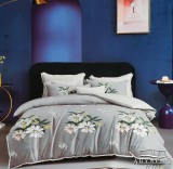 Sendia 3 részes ágyneműhuzat garnitúra, ágyneműhuzat szett, pamut ágynemű, Szürke virágos ágynemű