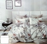 Sendia 3 részes ágyneműhuzat garnitúra, ágyneműhuzat szett, pamut ágynemű, törtfehér Virágos ágynemű