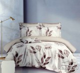 Sendia 3 részes ágyneműhuzat garnitúra, ágyneműhuzat szett, pamut ágynemű, Világosbarna virágos ágynemű