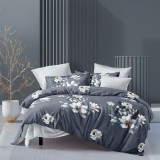 Sendia 3 részes ágyneműhuzat garnitúra, ágyneműhuzat szett, szürke Virágos ágynemű