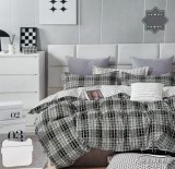 Sendia 3 részes Flanel ágynemű garnitúra, vastag flanel ágyneműhuzat szett, fekete Csíkos