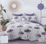 Sendia 3 részes Flanel ágynemű garnitúra, vastag flanel ágyneműhuzat szett, lila Virágos