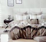 Sendia 6 részes ágyneműhuzat garnitúra, 220x200 cm ágynemű garnitúra, barna Absztrakt csíkos ágynemű