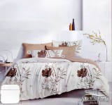 Sendia 6 részes ágyneműhuzat garnitúra, 220x200 cm ágynemű garnitúra, Barna virágos ágynemű