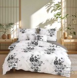 Sendia 7 részes Flanel ágynemű garnitúra, vastag flanel ágyneműhuzat szett, fehér Virágos