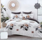 Sendia 7 részes Flanel ágynemű garnitúra, vastag flanel ágyneműhuzat szett, szürke Virágos