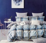 Sendia Ágyneműhuzat garnitúra, 7 részes ágynemű garnitúra szett, Kék kockás ágynemű