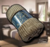 Sendia Ágytakaró pléd, nyomott mintás polár pléd, mikroszálas plüss pléd, 230x200 cm Barna csíkos