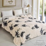 Sendia Ágytakaró pléd, nyomott mintás polár pléd, mikroszálas plüss pléd, 230x200 cm Krém virágos