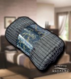 Sendia Ágytakaró pléd, nyomott mintás polár pléd, mikroszálas plüss pléd, 230x200 cm Sötétszürke csíkos