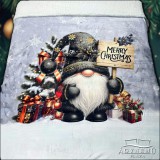 Sendia Karácsonyi szürke Manó mintás Sherpa ágytakaró pléd, 230x200 cm