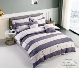 Sendia Krepp ágynemű garnitúra, 3 részes krepp ágyneműhuzat szett, szürke csíkos