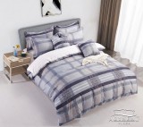 Sendia Krepp ágynemű garnitúra, 3 részes krepp ágyneműhuzat szett, szürke csíkos