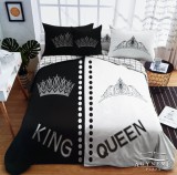 Sendia Mr. & Mrs. ágyneműhuzat garnitúra, Mr. és Mrs. ágynemű, fekete és fehér King & Queen