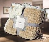 Sendia Nyomott mintás ágytakaró, vastag polár pléd, fehér sherpa ágytakaró, csíkos mogyoró Barna polár