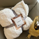 Sendia Nyomott mintás ágytakaró, vastag polár pléd, fehér sherpa ágytakaró, kockás Krém fehér polár