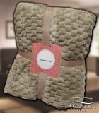 Sendia Sherpa ágytakaró pléd, 230x200 cm fonott mintás ágytakaró, Világosbarna Kocka mintás