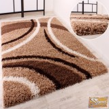 Shaggy szőnyeg hosszú bolyhos, mintás barna-bézs-krém