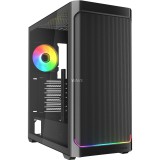 Sharkoon AK4W RGB Strip Midi Torony Számítógépház + 4db 120mm RGB ventilátor - Fekete (4044951041664)