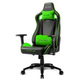 Sharkoon Gamer szék - Elbrus 2 Black/Green (állítható magasság; állítható kartámasz; műbőr; acél talp; 150kg-ig) (4044951027682)