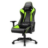 Sharkoon Gamer szék - Elbrus 3 Black/Green (állítható magasság; állítható kartámasz; műbőr; acél talp; 150kg-ig) (4044951027231)