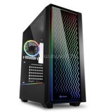 Sharkoon Számítógépház -  LIT 200 (fekete; üveg oldal; alsó táp; ATX; 4x120mm RGB; 2xUSB3.0; 1xUSB2.0; I/O) (4044951028160)
