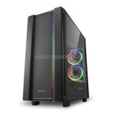 Sharkoon Számítógépház - REV 220 RGB (fekete; ATX,mATX; alsó táp; 5x120mm v.; 2xUSB3.0, 2xUSB2.0, I/O) (4044951029761)
