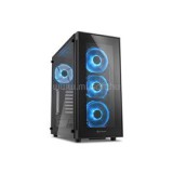 Sharkoon Számítógépház -  TG5 Glass Blue (fekete; üveg oldal; alsó táp; ATX; 4x120mm kék led; 2xUSB3.0; I/O) (4044951020584)