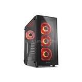 Sharkoon Számítógépház -  TG5 Glass Red (fekete; üveg oldal; alsó táp; ATX; 4x120mm vörös led; 2xUSB3.0; I/O) (4044951020560)