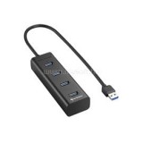 Sharkoon USB Hub - Aluminium Hub (Fekete; 4port; USB3.0) (4044951016976)