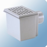 Sifone HL Ablaufe HL padlószifon kosaras DN110 vízszintes kimenet 170 x 240 mm keret 155 x 225 mm műanyag rács szemétf