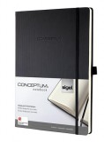 SIGEL "Conceptum" A6 kockás 194 oldal exkluzív keményfedeles fekete jegyzetfüzet