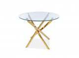 SIGNAL AGIS - Kerek étkezőasztal (arany/üveg)